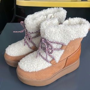 Cat & Jack size 8 zipper sherpa winter platform boots - toddler girls - EUC